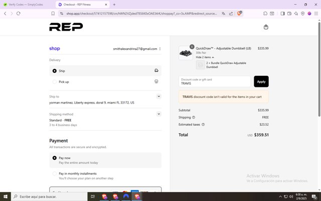 Rep Fitness checkout page showing Rep Fitness discount code box | Screenshot taken by SimplyCodes community member on Sep 2, 2025