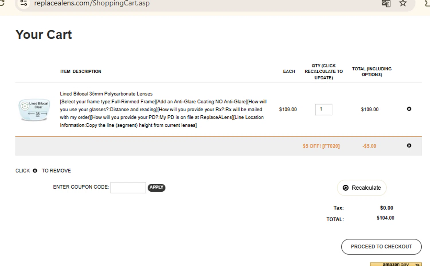 ReplaceALens promo code screenshot showing code 5OFF applied at ReplaceALens checkout page. Uploaded by SimplyCodes community member RewardFinder4836 on Mar 12, 2025