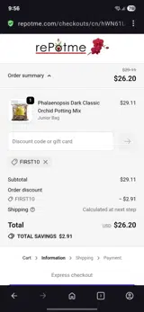 First10 coupon verification screenshot