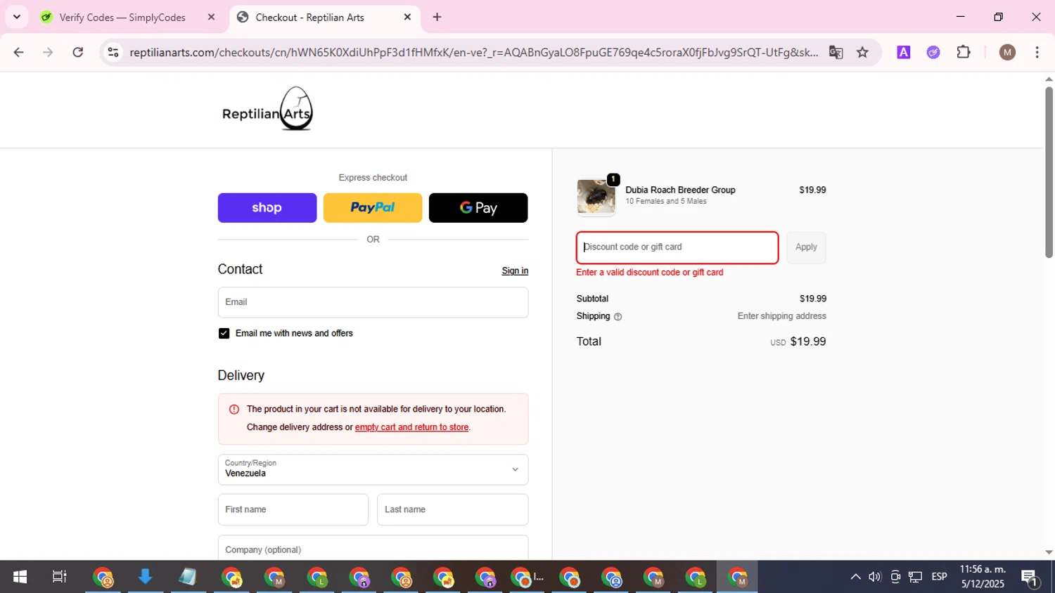 Reptilian Arts discount code screenshot showing code BlackFriday15 applied at Reptilian Arts checkout page. Uploaded by SimplyCodes community member FrugalGuardian6154 on Dec 5, 2025