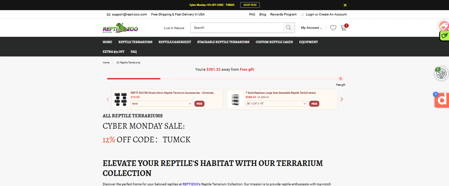 Repti Zoo promo code screenshot showing code TUMCK applied at Repti Zoo checkout page. Uploaded by SimplyCodes community member ESTHER3121 on Dec 8, 2024