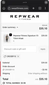 Repwear Fitness coupon verification screenshot