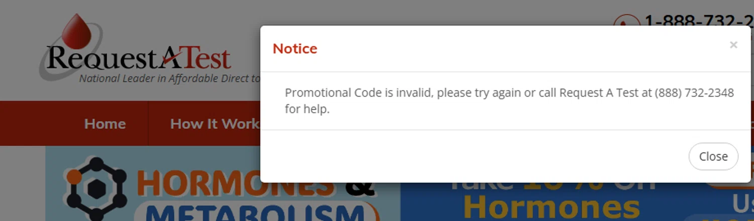 Request A Test promo code screenshot showing code HEART10 applied at Request A Test checkout page. Uploaded by SimplyCodes community member Gabrielo200 on Mar 6, 2025