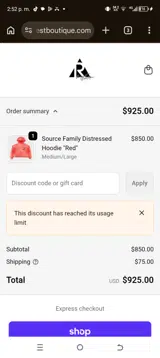 9RLYAHYJ coupon verification screenshot