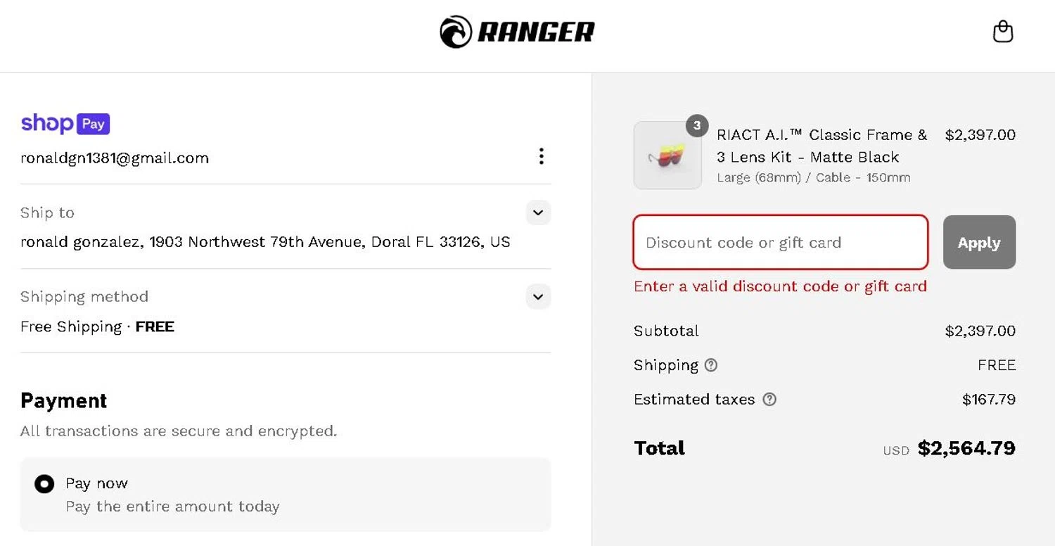 RE Ranger discount code screenshot showing code LARRY applied at RE Ranger checkout page. Uploaded by SimplyCodes community member Ronald13 on Mar 31, 2025