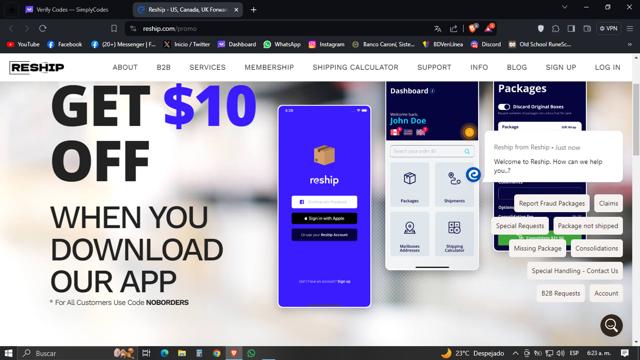 ReShip checkout page showing ReShip promo code box | Screenshot taken by SimplyCodes community member on Feb 29, 2024