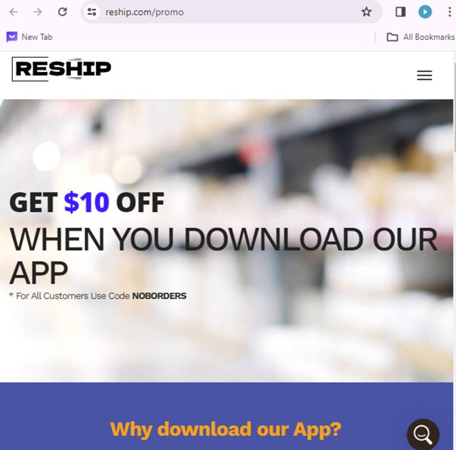 ReShip checkout page showing ReShip promo code box | Screenshot taken by SimplyCodes community member on Mar 4, 2024
