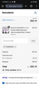 Stainless coupon verification screenshot