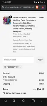 Resisdent30 coupon verification screenshot