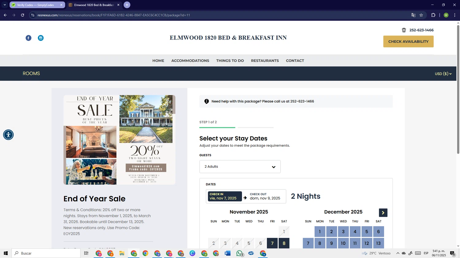 ResNexus promo code screenshot showing code EOY2025 applied at ResNexus checkout page. Uploaded by SimplyCodes community member PrimeSage6924 on Nov 6, 2025