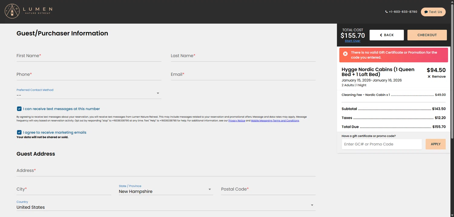 ResNexus checkout page showing ResNexus promo code box | Screenshot taken by SimplyCodes community member on Jan 15, 2026