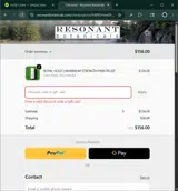 Resonant Botanicals coupon verification screenshot