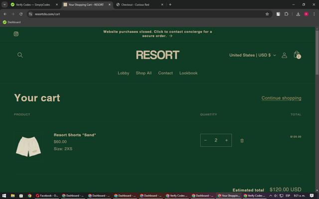 RESORT checkout page showing RESORT promo code box | Screenshot taken by SimplyCodes community member on Aug 7, 2024