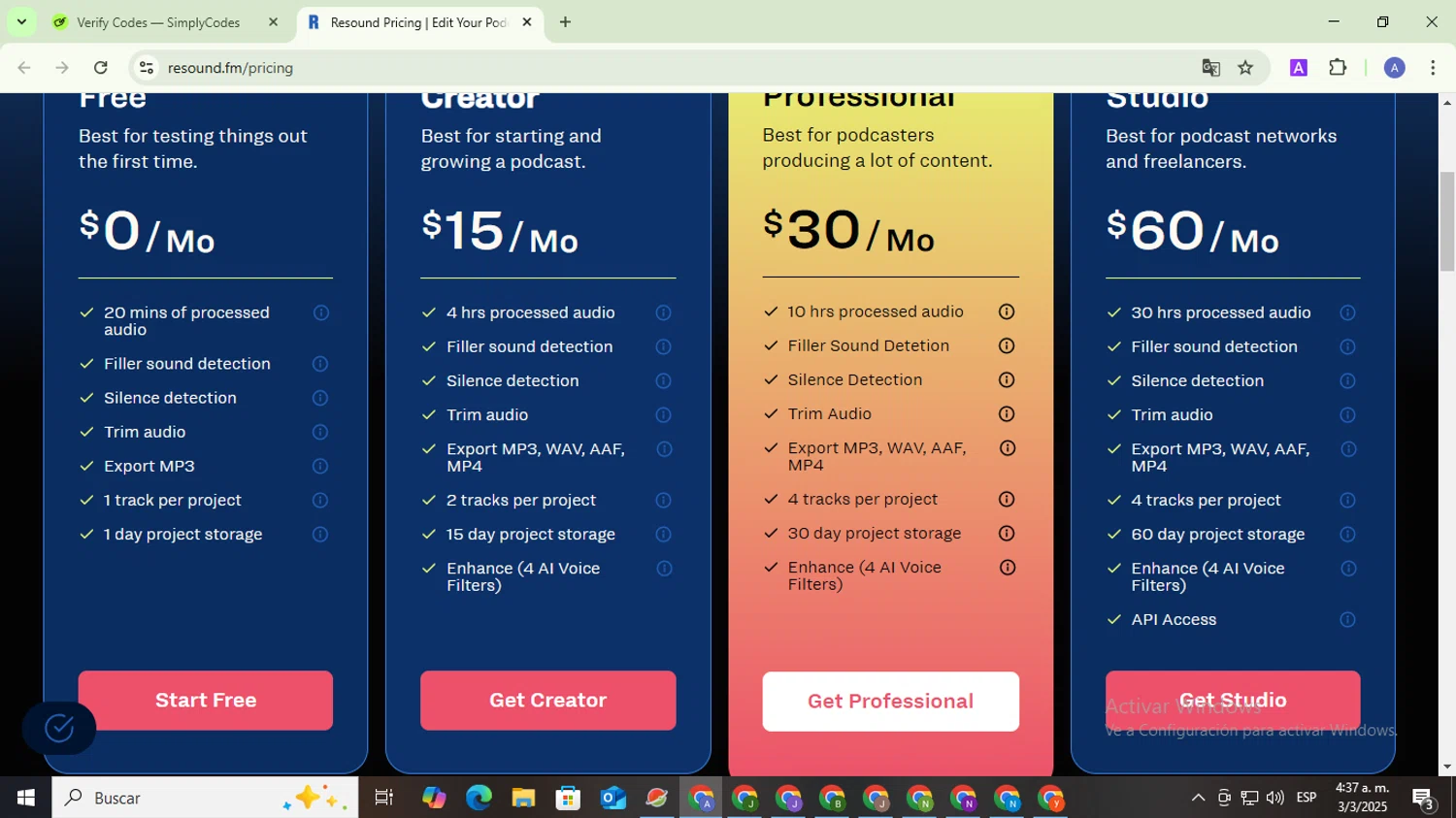 Resound checkout page showing Resound promo code box | Screenshot taken by SimplyCodes community member on Mar 3, 2025