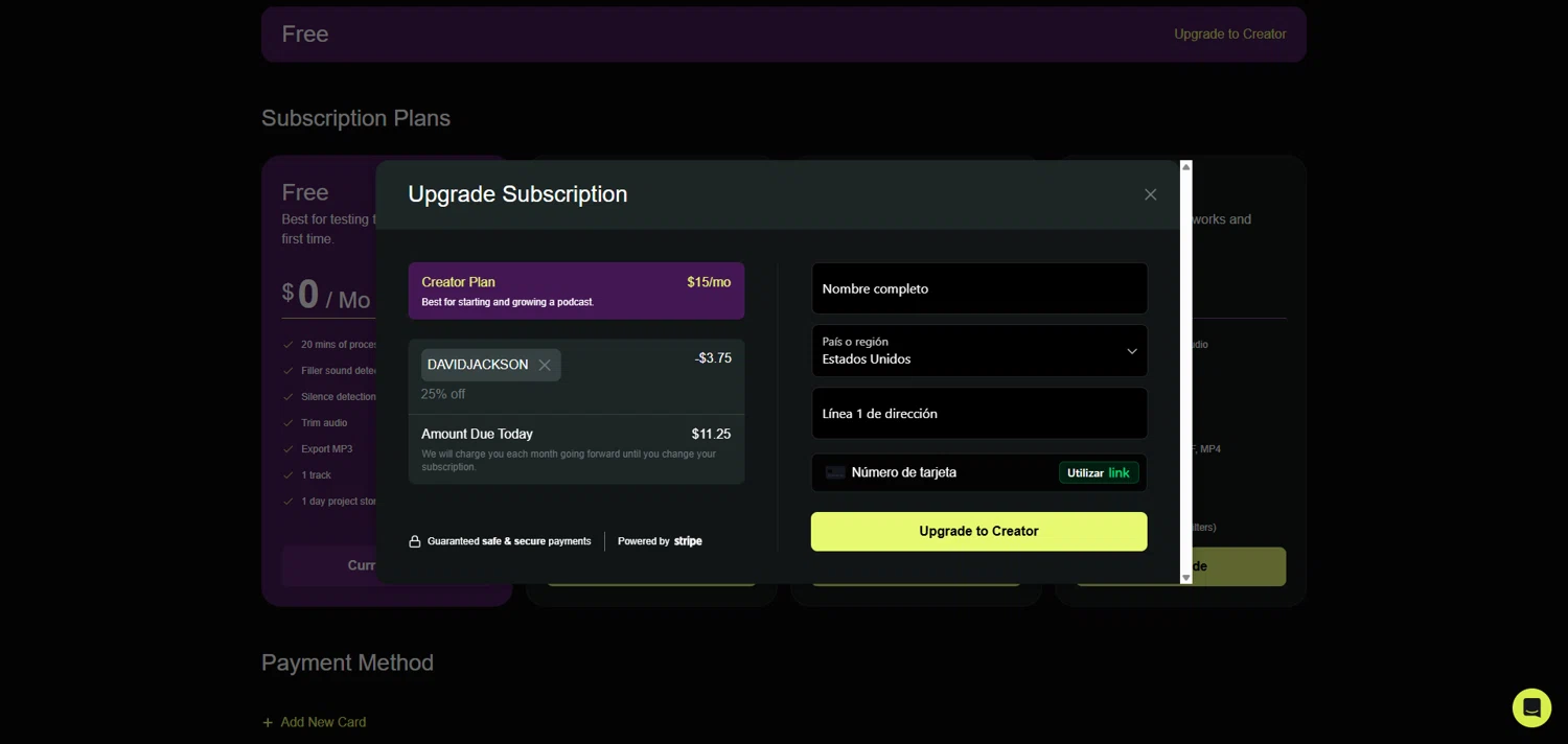 Resound promo code screenshot showing code DAVIDJACKSON applied at Resound checkout page. Uploaded by SimplyCodes community member ivantorres on Sep 19, 2025