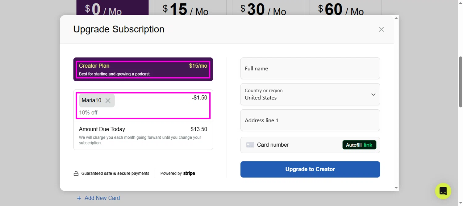 Resound promo code screenshot showing code Maria10 applied at Resound checkout page. Uploaded by SimplyCodes community member mrdarcy on Oct 21, 2025