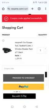 resq10 coupon verification screenshot