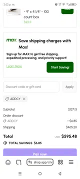 Restaurantware coupon verification screenshot