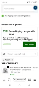 Restaurantware coupon verification screenshot