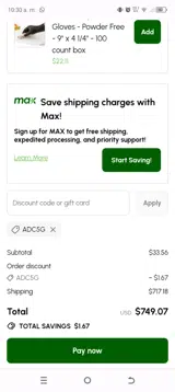 Restaurantware coupon verification screenshot