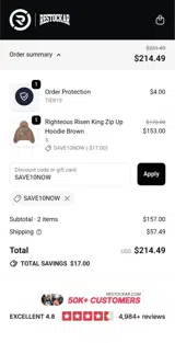 Restock AR coupon verification screenshot