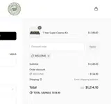 WELCOME coupon verification screenshot