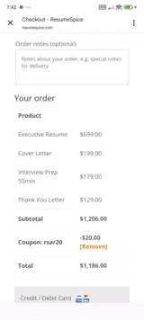 RSAR20 coupon verification screenshot