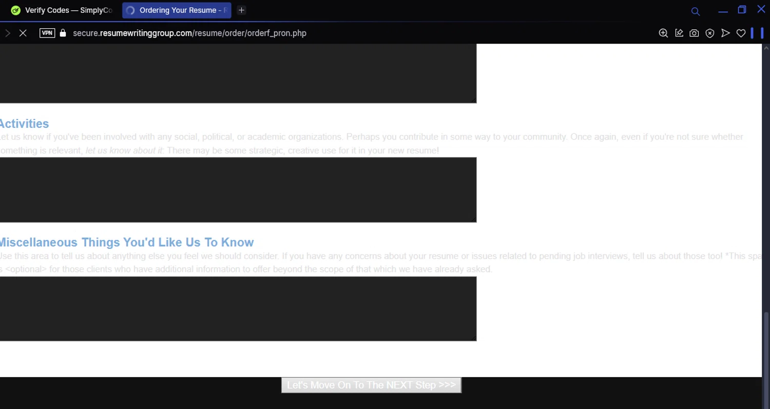 Resume Writing Group promo code screenshot showing code letter10 applied at Resume Writing Group checkout page. Uploaded by SimplyCodes community member chepipi on Mar 23, 2025