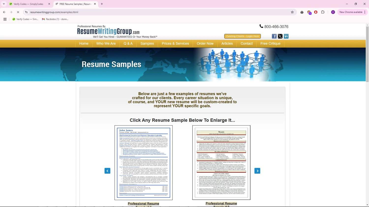 Resume Writing Group checkout page showing Resume Writing Group promo code box | Screenshot taken by SimplyCodes community member on Jan 31, 2025