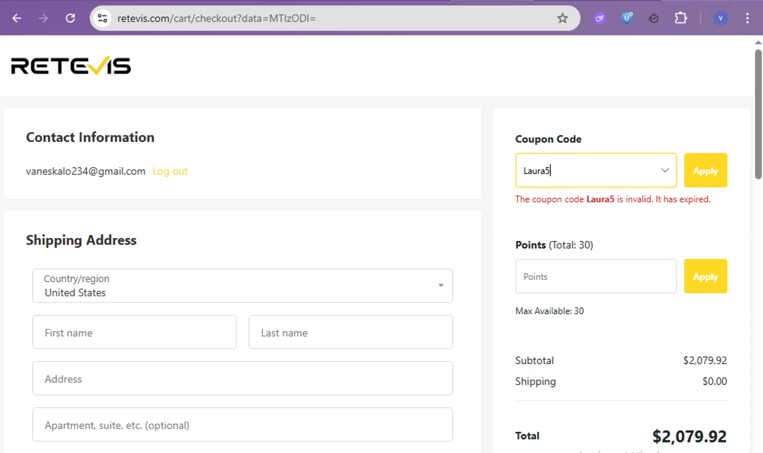 Retevis discount code screenshot showing code Laura5 applied at Retevis checkout page. Uploaded by SimplyCodes community member beatrizcastillo on Dec 3, 2025
