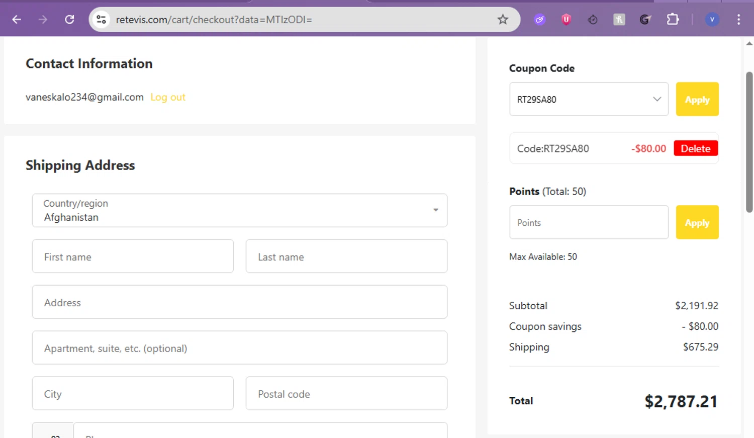 Retevis discount code screenshot showing code RT29SA80 applied at Retevis checkout page. Uploaded by SimplyCodes community member beatrizcastillo on Jan 19, 2026