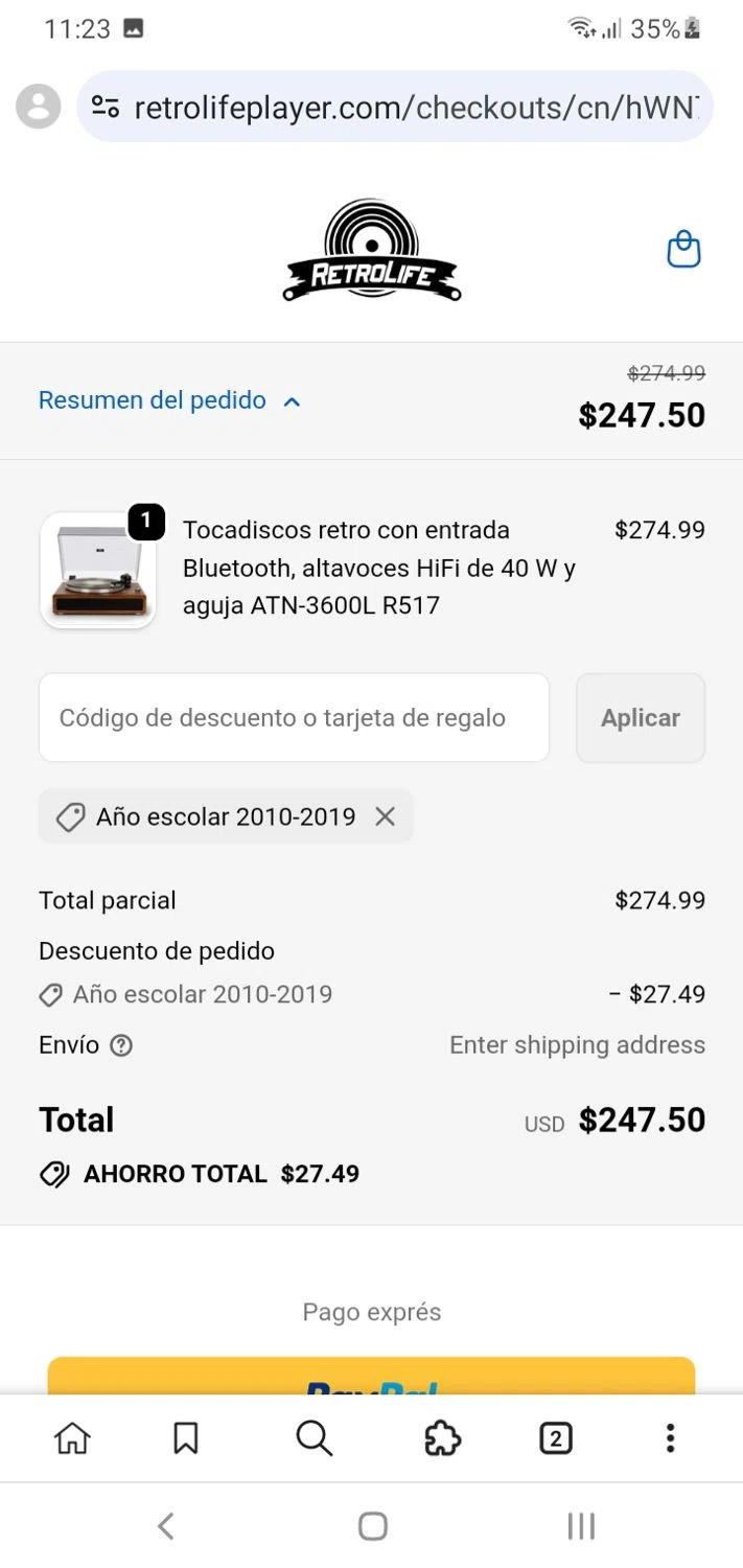 Retrolife checkout page showing Retrolife coupon code box | Screenshot taken by SimplyCodes community member on Jan 5, 2026