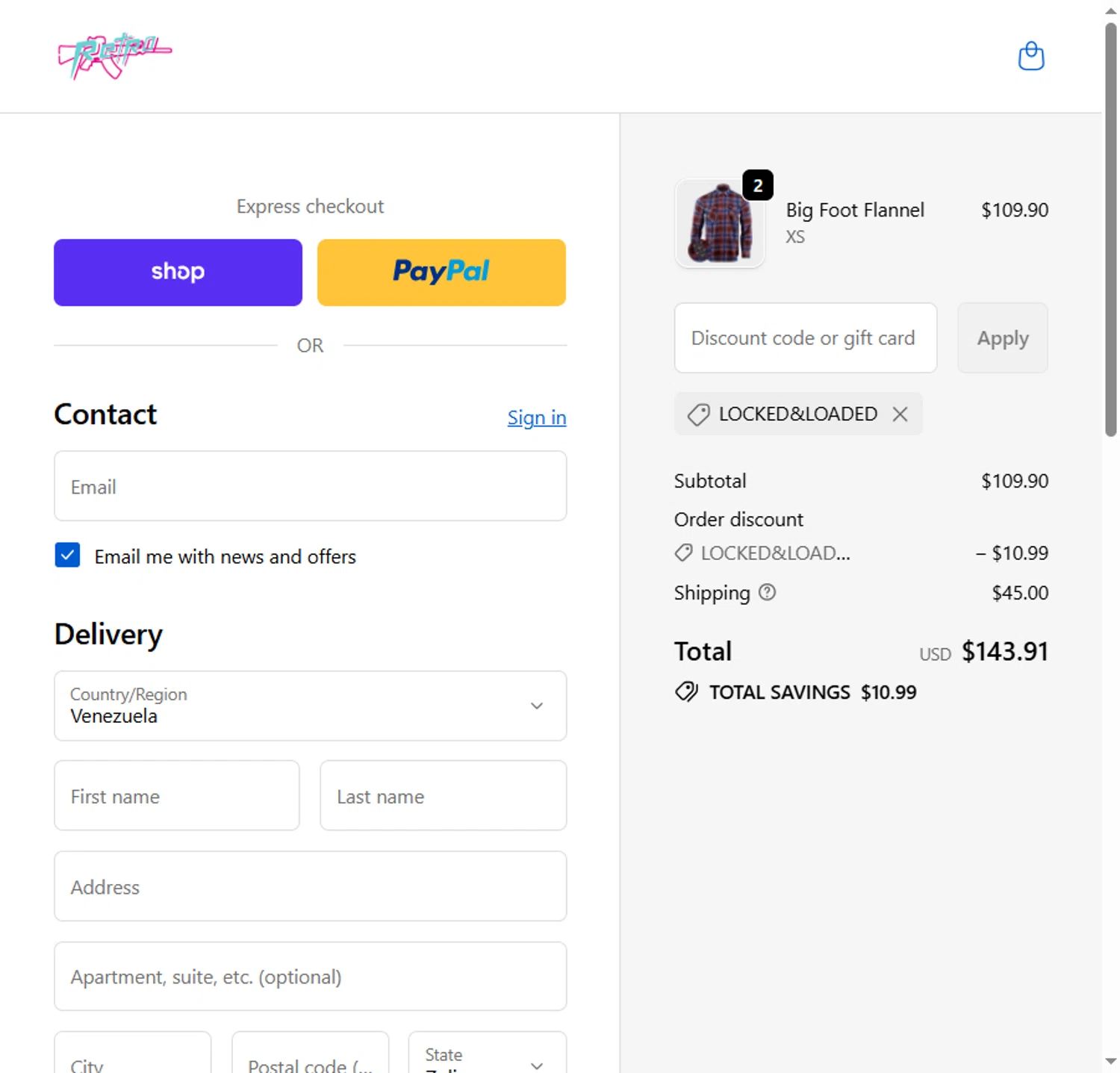 Retro Rifle discount code screenshot showing code LOCKED&LOADED applied at Retro Rifle checkout page. Uploaded by SimplyCodes community member BeaMartinez on Dec 29, 2025
