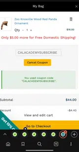 CALACADEMYSUBSCRIBE coupon verification screenshot