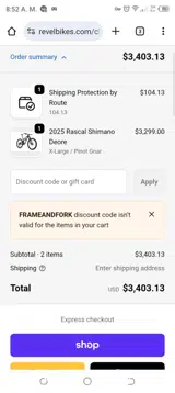 Revel Bikes coupon verification screenshot
