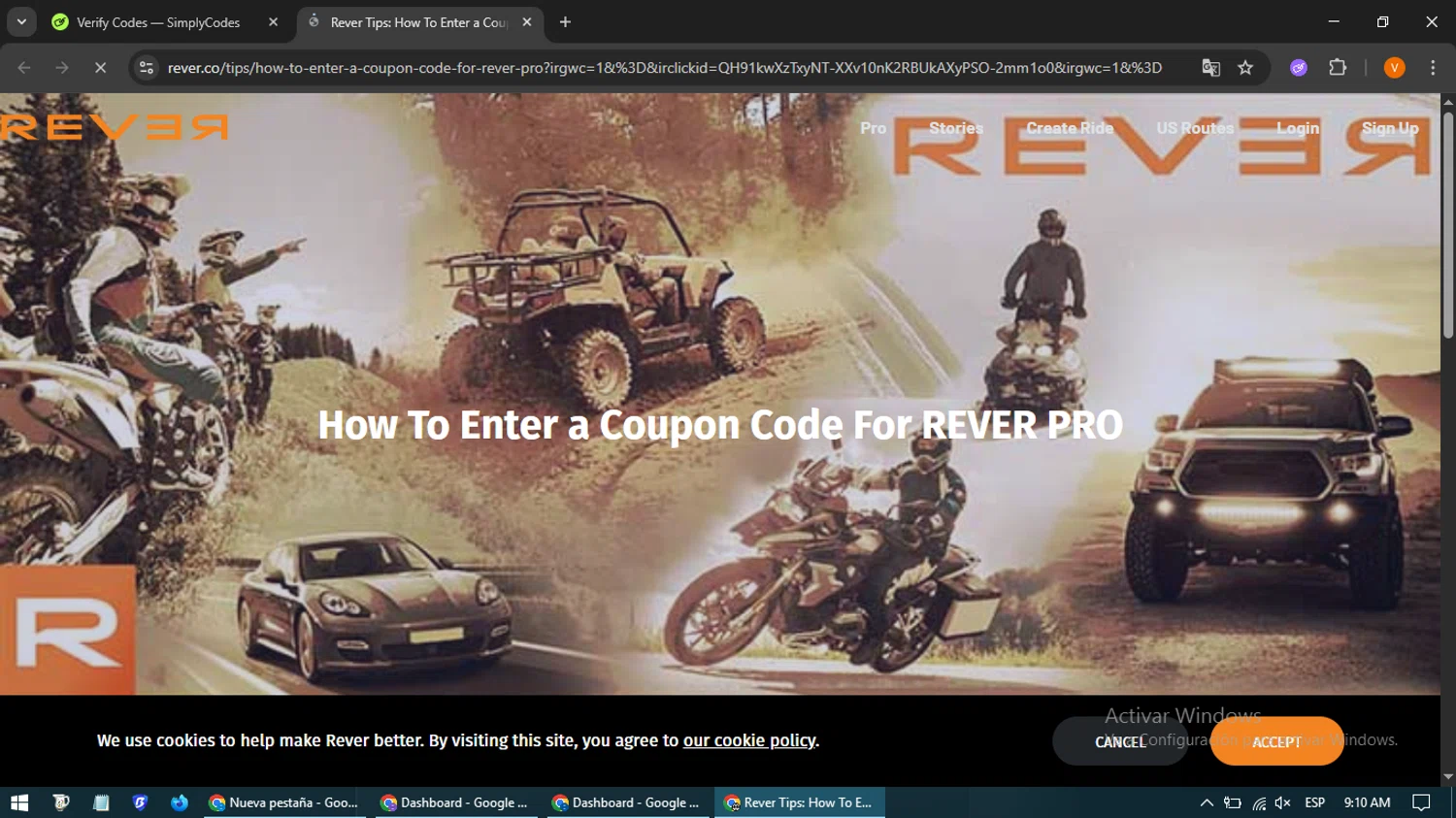 Rever coupon code screenshot showing code UCOLDBRO applied at Rever checkout page. Uploaded by SimplyCodes community member CleverSpotter4192 on Oct 1, 2025