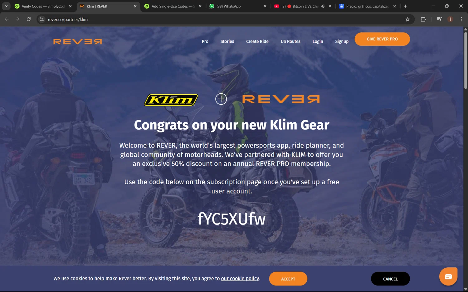 Rever checkout page showing Rever coupon code box | Screenshot taken by SimplyCodes community member on Apr 6, 2025