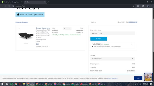 Reverie checkout page showing Reverie promo code box | Screenshot taken by SimplyCodes community member on May 25, 2025