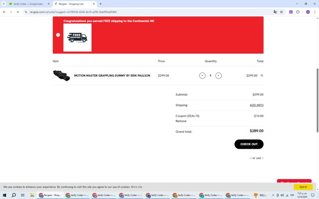 Revgear checkout page showing Revgear promo code box | Screenshot taken by SimplyCodes community member on Apr 12, 2025