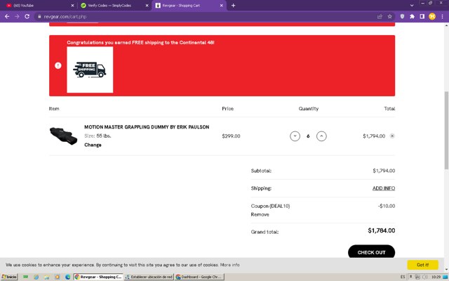 Revgear checkout page showing Revgear promo code box | Screenshot taken by SimplyCodes community member on Jun 6, 2025