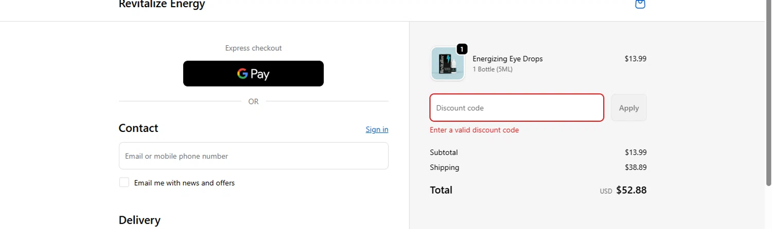 Revitalize Energy promo code screenshot showing code DFR applied at Revitalize Energy checkout page. Uploaded by SimplyCodes community member VictoriousSentinel2155 on Nov 15, 2025