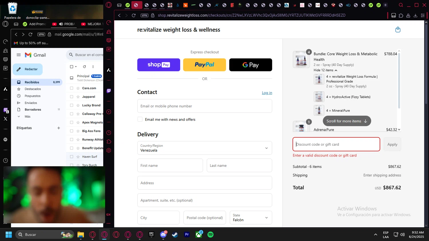 re:vitalize Shop promo code screenshot showing code FIZZY-15GHJ25 applied at re:vitalize Shop checkout page. Uploaded by SimplyCodes community member leonardocamacho2 on Jun 24, 2025