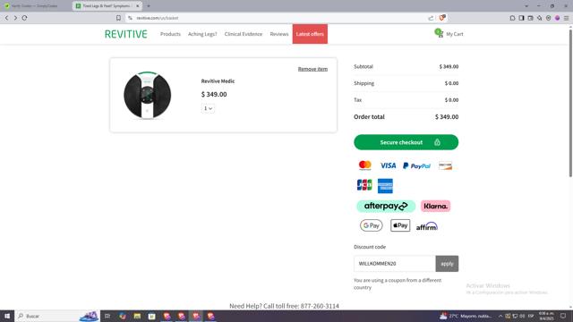 Revitive checkout page showing Revitive promo code box | Screenshot taken by SimplyCodes community member on Apr 9, 2025