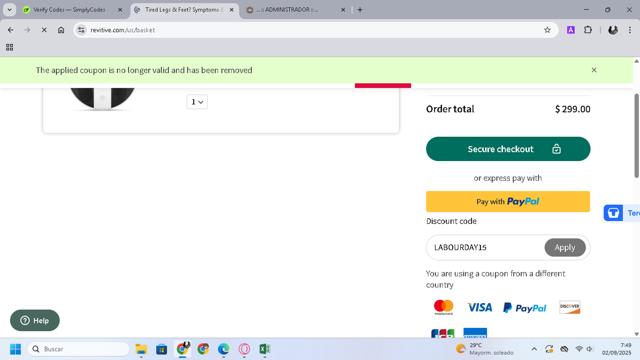 Revitive checkout page showing Revitive promo code box | Screenshot taken by SimplyCodes community member on Sep 2, 2025