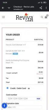 Spring20 coupon verification screenshot