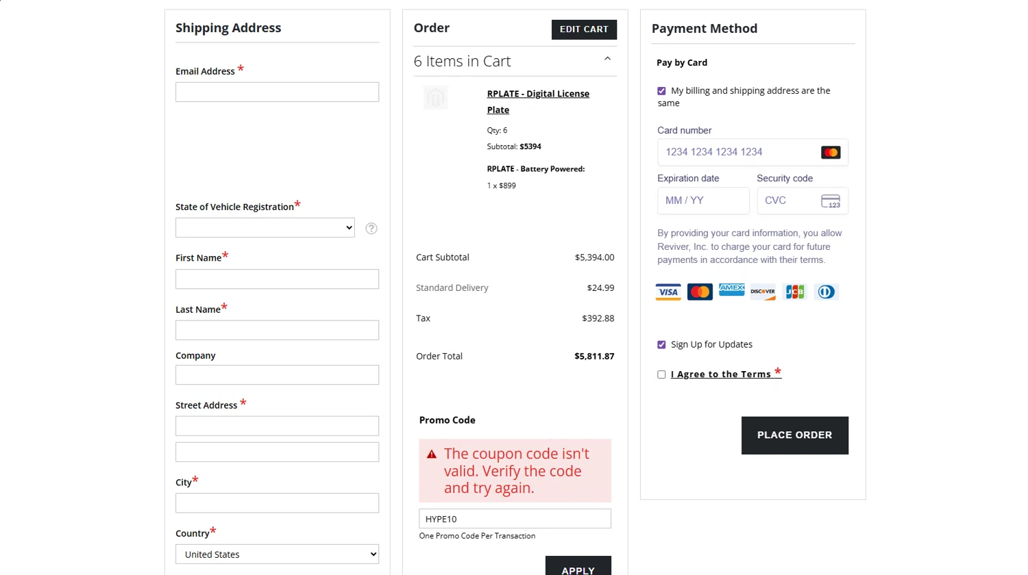 Reviver discount code screenshot showing code HYPE10 applied at Reviver checkout page. Uploaded by SimplyCodes community member MrsPopo on Nov 19, 2025