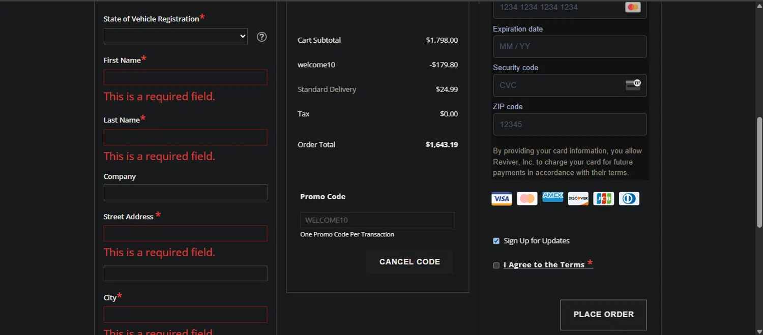 Reviver checkout page showing Reviver discount code box | Screenshot taken by SimplyCodes community member on May 2, 2025