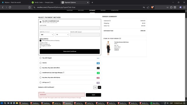 Revolve checkout page showing Revolve promo code box | Screenshot taken by SimplyCodes community member on Aug 28, 2025
