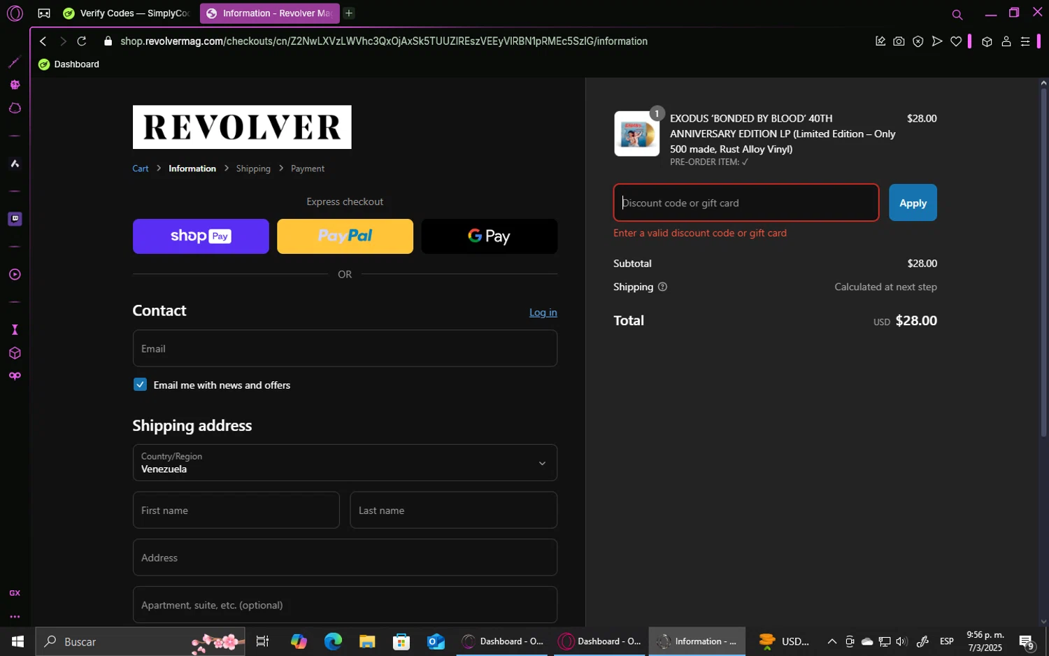 Revolver Magazine discount code screenshot showing code HAPPY20 applied at Revolver Magazine checkout page. Uploaded by SimplyCodes community member GoldHawk6293 on Mar 8, 2025
