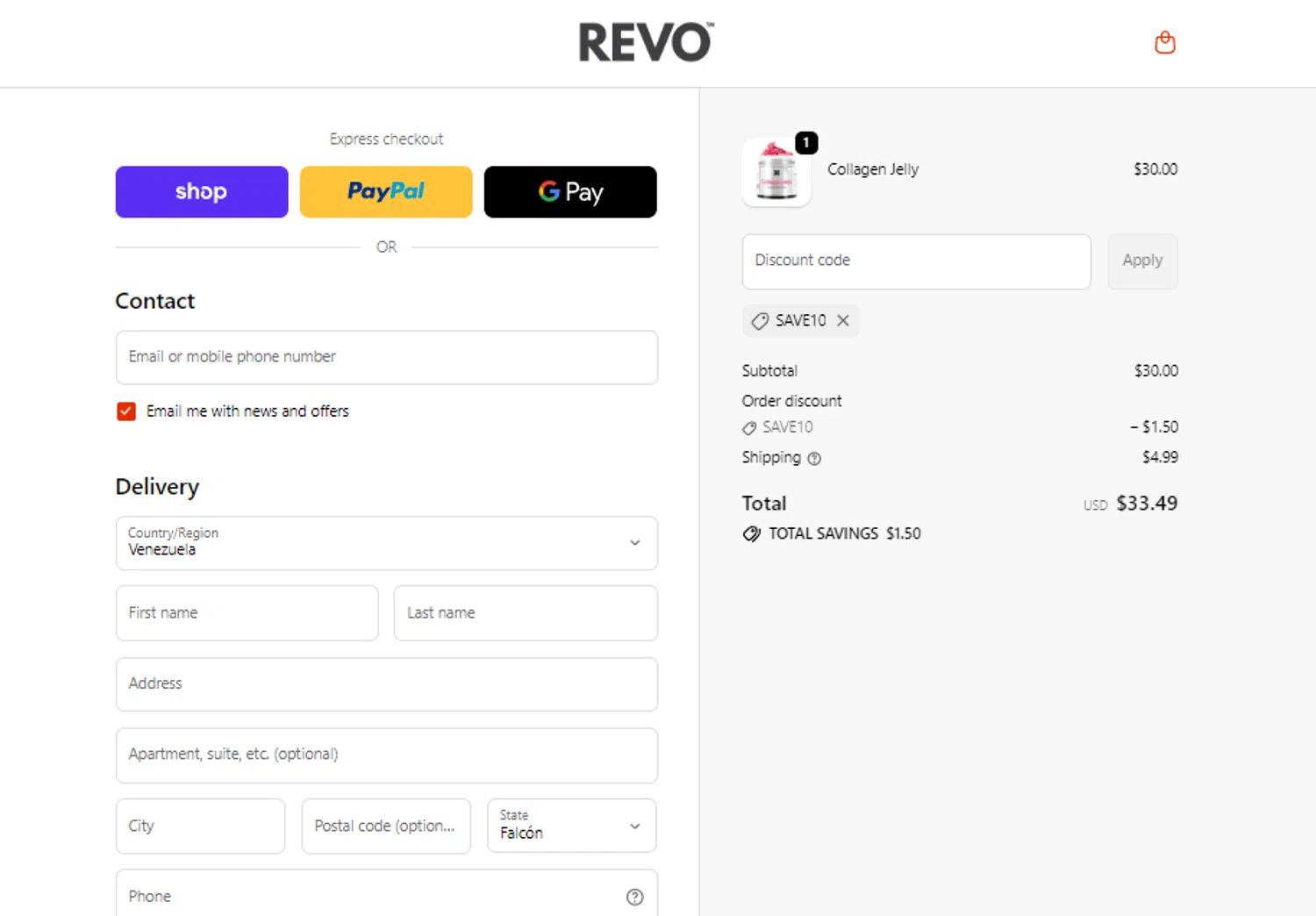 Revomadic coupon code screenshot showing code save10 applied at Revomadic checkout page. Uploaded by SimplyCodes community member Ronita_832988044 on Dec 10, 2025